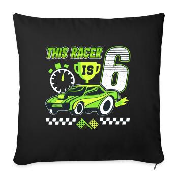 6. Geburtstag Rennfahrer 6 Jahre alt Rennwagen - Sofakissenbezug 45 x 45 cm - Schwarz - Vorne