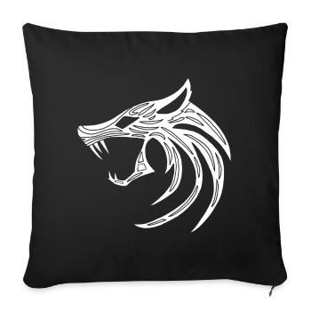 Loup démoniaque blanc - Housse de coussin décorative 45 x 45 cm - noir - Devant
