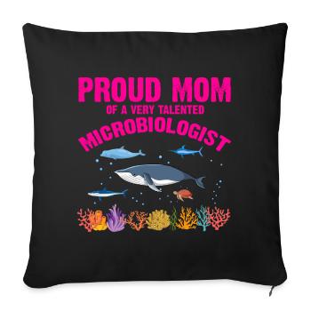 Fière Maman Microbiologie Biologie Biologiste Mer - Housse de coussin décorative 45 x 45 cm - noir - Devant