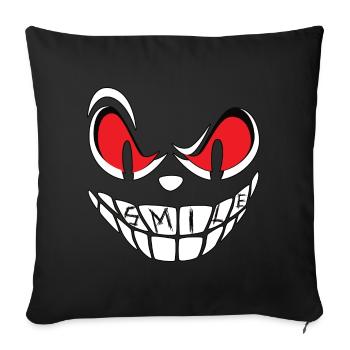 Visage souriant - Housse de coussin décorative 45 x 45 cm - noir - Devant