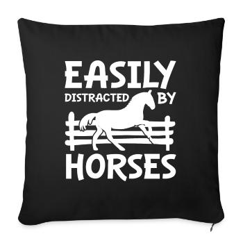 Easily Distracted By Horses - Sofa pillowcase 17,3'' x 17,3'' (45 x 45 cm) - black - Front