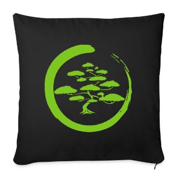 Arbre du Japon vert - Housse de coussin décorative 45 x 45 cm - noir - Devant