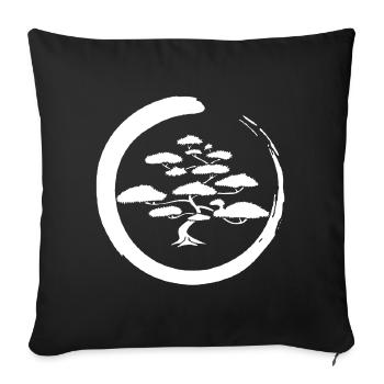 Weißer japanischer Baum - Sofakissenbezug 45 x 45 cm - Schwarz - Vorne