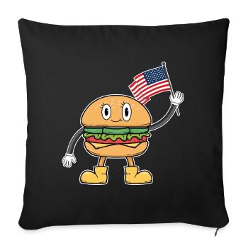 USA Burger Amerika 4. Juli - Sofakissenbezug 45 x 45 cm - Schwarz - Vorne