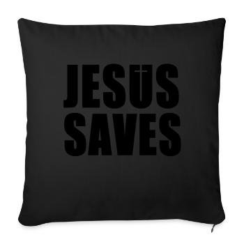 jesus saves - Sofa pillowcase 17,3'' x 17,3'' (45 x 45 cm) - black - Front