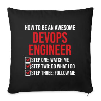 T-shirt de citation de motivation de l’ingénieur DevOps - Housse de coussin décorative 45 x 45 cm - noir - Devant