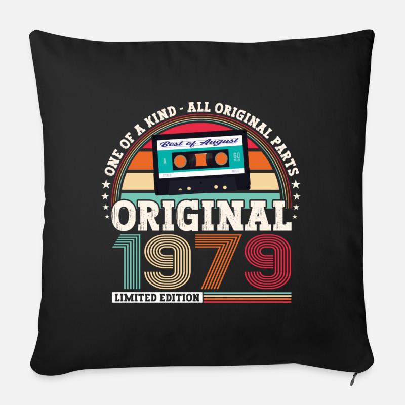 Original August 1979 43rd Birthday Gift Fun - Sofa pillowcase 17,3'' x 17,3'' (45 x 45 cm) - black