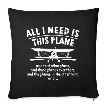 Airplane - Sofa pillowcase 17,3'' x 17,3'' (45 x 45 cm) - black - Front