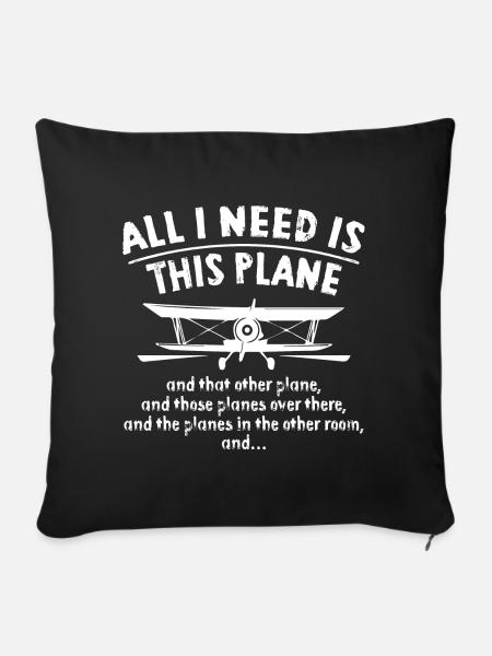Airplane - Sofakissenbezug 45 x 45 cm - Schwarz