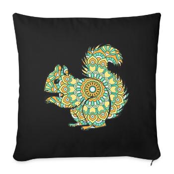 Mandala Squirrel Geometric Pattern Art - Sofa pillowcase 17,3'' x 17,3'' (45 x 45 cm) - black - Front