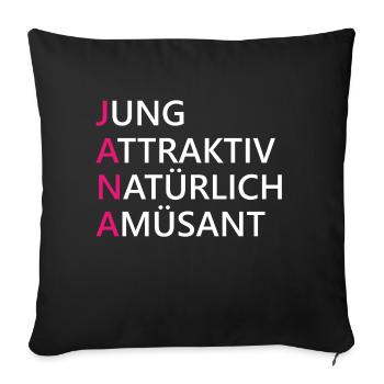 Jana Name Geschenk - Sofakissenbezug 45 x 45 cm - Schwarz - Vorne