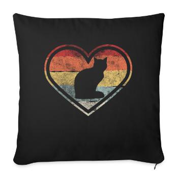 Retro Cats Heart Cat Gift Cat Love - Sofa pillowcase 17,3'' x 17,3'' (45 x 45 cm) - black - Front