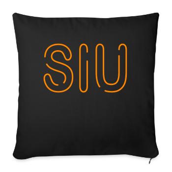 Mot jeunesse - Siu - police néon mince en orange - Housse de coussin décorative 45 x 45 cm - noir - Devant