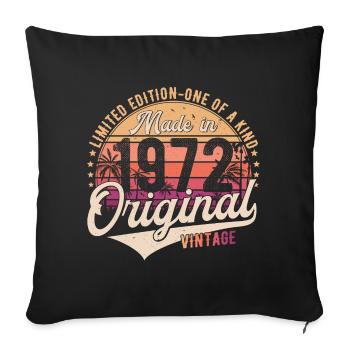1972 Vintage Born Vintage Cadeau d’anniversaire - Housse de coussin décorative 45 x 45 cm - noir - Devant