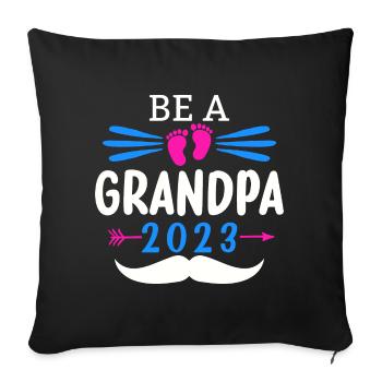 Expectant Grandpa 2023, 2023 I will be Grandpa, 2023 Grandpa - Sofa pillowcase 17,3'' x 17,3'' (45 x 45 cm) - black - Front