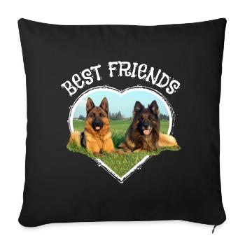 Schäferhund Mischling Best Friends Herz - Sofakissenbezug 45 x 45 cm - Schwarz - Vorne