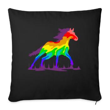 Cheval au galop - Housse de coussin décorative 45 x 45 cm - noir - Devant