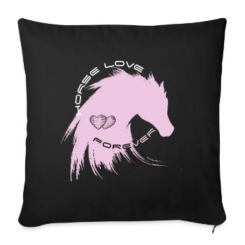 Horse Love Riding Sport Horse Love Pink Mane Gir - Sofa pillowcase 17,3'' x 17,3'' (45 x 45 cm) - black - Front