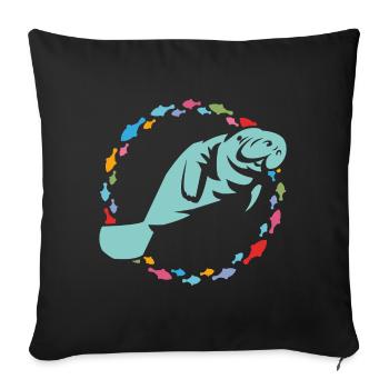 I love manatees - Sofa pillowcase 17,3'' x 17,3'' (45 x 45 cm) - black - Front