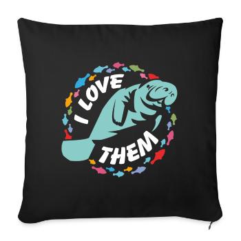 I love manatees - Sofa pillowcase 17,3'' x 17,3'' (45 x 45 cm) - black - Front