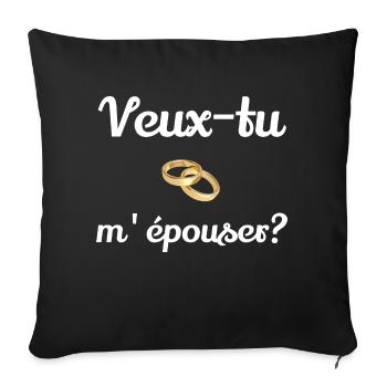 Veux tu m'épouser? - Housse de coussin décorative 45 x 45 cm - noir - Devant