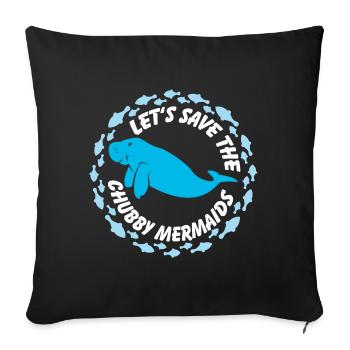 Save the manatees the dugongs - Sofa pillowcase 17,3'' x 17,3'' (45 x 45 cm) - black - Front