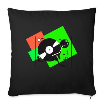 colorful turntables6 - Sofa pillowcase 17,3'' x 17,3'' (45 x 45 cm) - black - Front