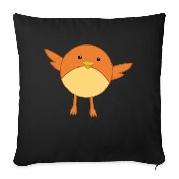 Niedlicher orangefarbener Vogel - Sofakissenbezug 45 x 45 cm - Schwarz - Vorne