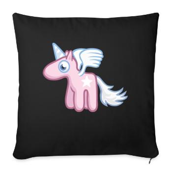 Angel the SkyPony - Ange pony - Housse de coussin décorative 45 x 45 cm - noir - Devant