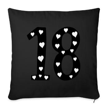 18e anniversaire avec cœur - Housse de coussin décorative 45 x 45 cm - noir - Devant