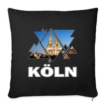 Cathédrale de Cologne Allemagne Ville Skyline Home Love - Housse de coussin décorative 45 x 45 cm - noir - Devant