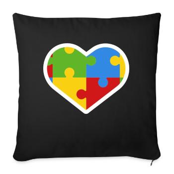 Autism Heart Inclusion Gift - Sofa pillowcase 17,3'' x 17,3'' (45 x 45 cm) - black - Front