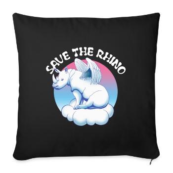 Saving the rhinos| Rhinoceros - Sofa pillowcase 17,3'' x 17,3'' (45 x 45 cm) - black - Front