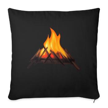 Feu de camp Camping Nature Feu de forêt Extérieur Tente 2 - Housse de coussin décorative 45 x 45 cm - noir - Devant