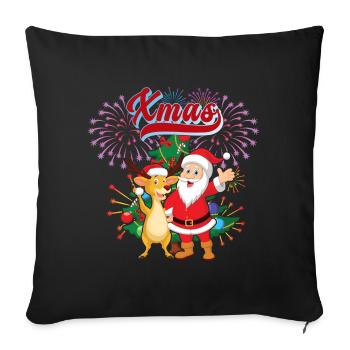 Motif Père Noël et renne - Housse de coussin décorative 45 x 45 cm - noir - Devant