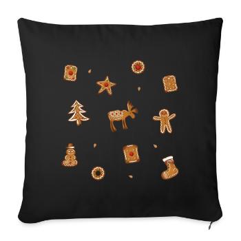Gingerbread Cookies Spekulatius - Sofa pillowcase 17,3'' x 17,3'' (45 x 45 cm) - black - Front
