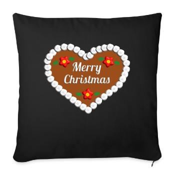 Frohe Weihnachten Lebkuchenherz Geschenk - Sofakissenbezug 45 x 45 cm - Schwarz - Vorne