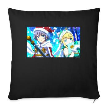 Christmas in Isekai anime style. - Sofa pillowcase 17,3'' x 17,3'' (45 x 45 cm) - black - Front