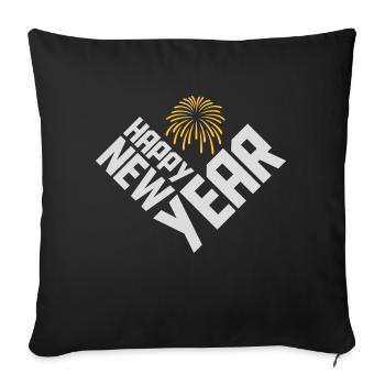Citation Bonne année - Housse de coussin décorative 45 x 45 cm - noir - Devant