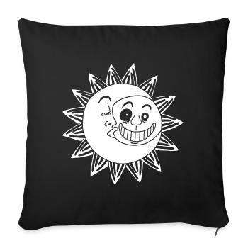 Rencontre de la lune et du soleil (blanc) - Housse de coussin décorative 45 x 45 cm - noir - Devant
