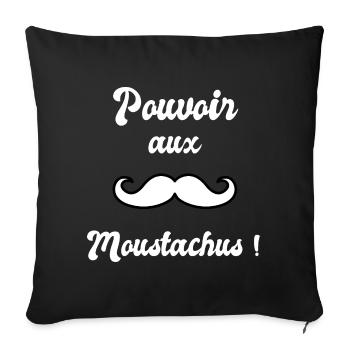 Pouvoir aux moustachus (White) - Housse de coussin décorative 45 x 45 cm - noir - Devant