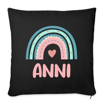 Anni Name Regenbogen Baby - Sofakissenbezug 45 x 45 cm - Schwarz - Vorne