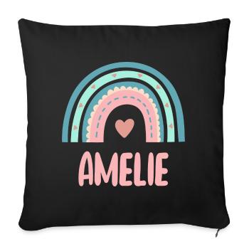 Amelie Name Regenbogen Baby - Sofakissenbezug 45 x 45 cm - Schwarz - Vorne