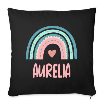 Aurelia Name Rainbow Baby - Sofa pillowcase 17,3'' x 17,3'' (45 x 45 cm) - black - Front