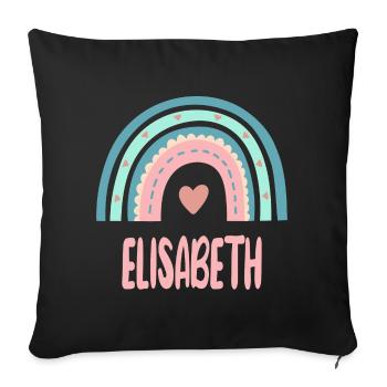 Elisabeth Name Regenbogen Baby - Sofakissenbezug 45 x 45 cm - Schwarz - Vorne