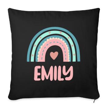 Emily Name Rainbow Baby - Sofa pillowcase 17,3'' x 17,3'' (45 x 45 cm) - black - Front