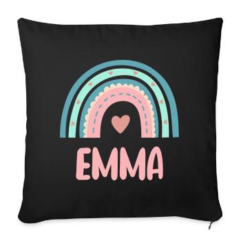 Emma Name Rainbow Baby - Sofa pillowcase 17,3'' x 17,3'' (45 x 45 cm) - black - Front