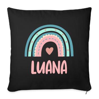Luana Name Regenbogen Baby - Sofakissenbezug 45 x 45 cm - Schwarz - Vorne