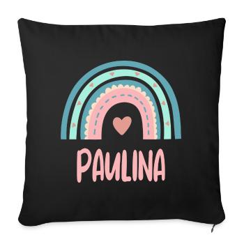 Paulina Name Rainbow Baby - Sofa pillowcase 17,3'' x 17,3'' (45 x 45 cm) - black - Front