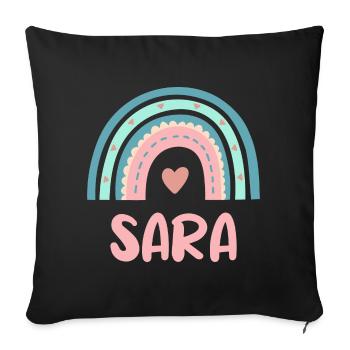 Sara Name Rainbow Baby - Sofa pillowcase 17,3'' x 17,3'' (45 x 45 cm) - black - Front